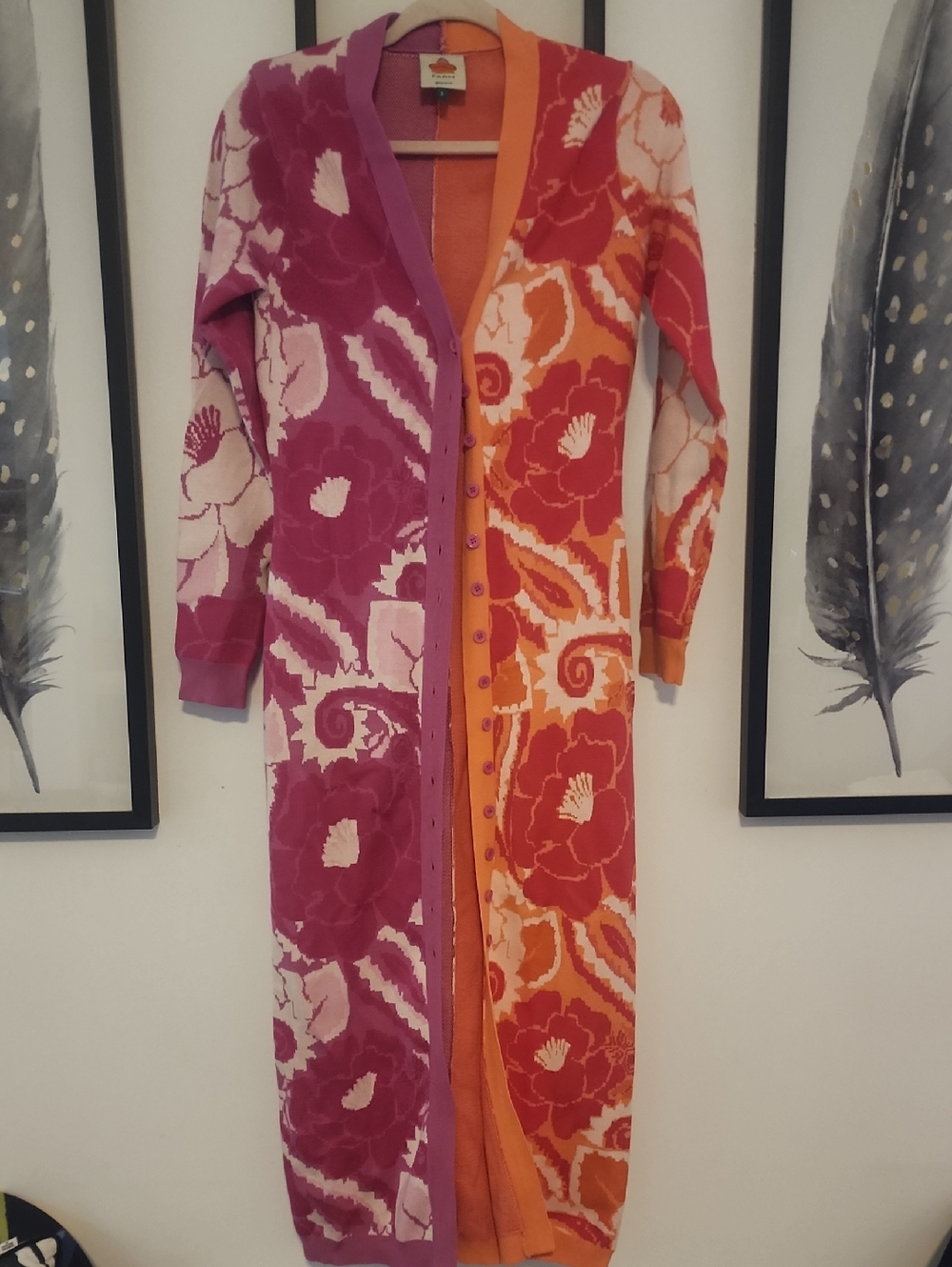 Farm Rio Floral Colorblock Cardigan Dress